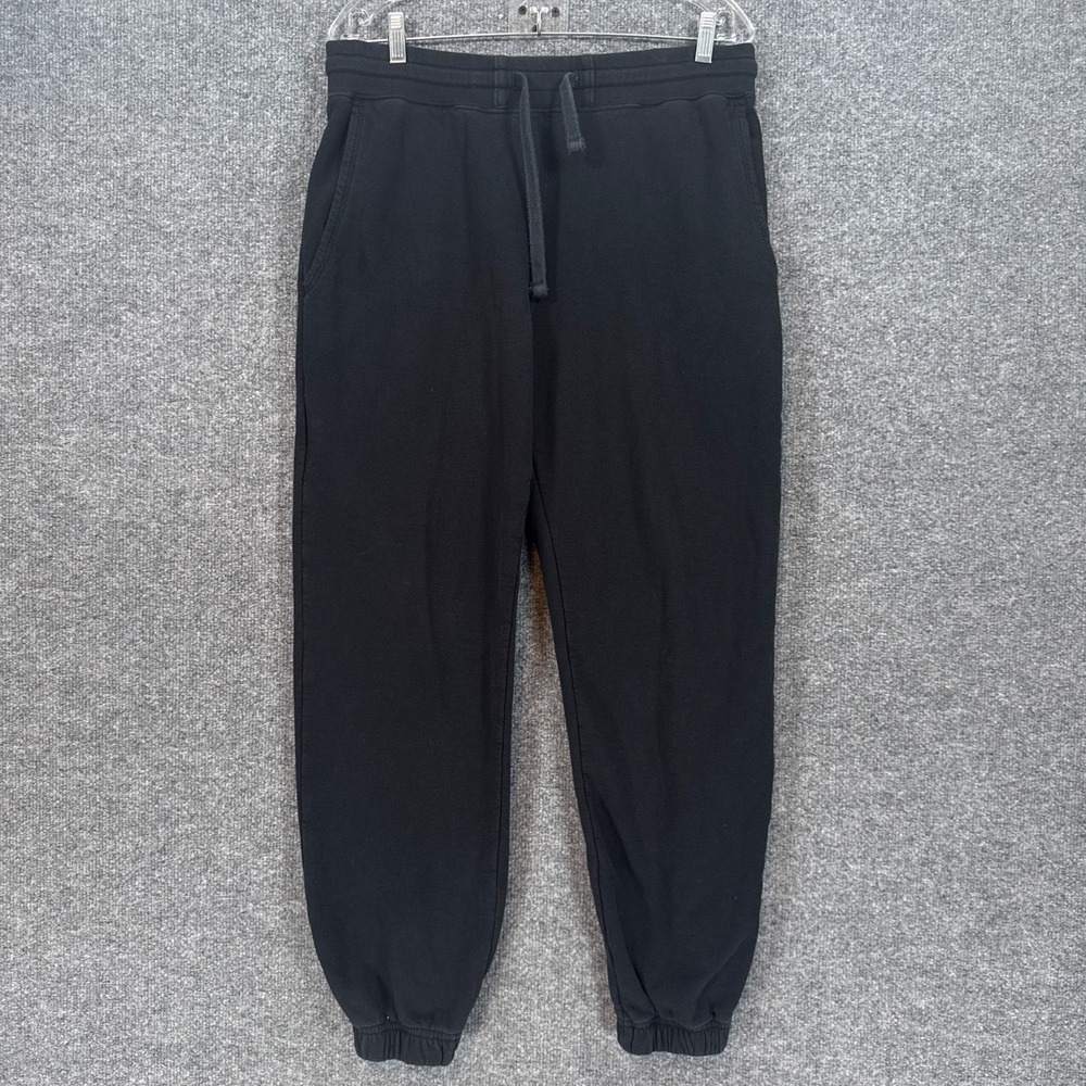 American Giant Joggers Men Medium Black DWR Cotton Fleece Sweatpants Made in USA